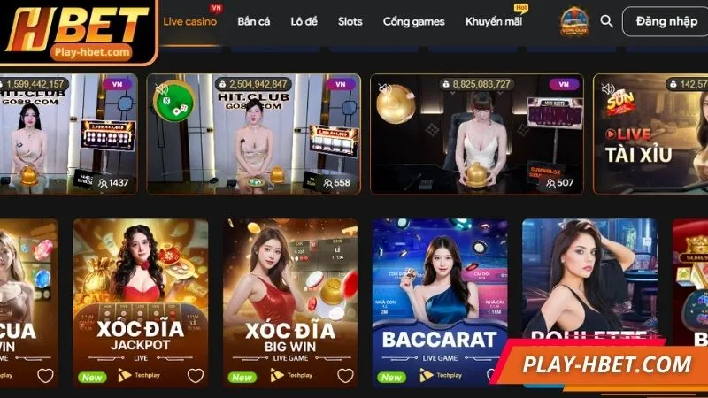 Sảnh live casino được đầu tư với những bàn cược kịch tính